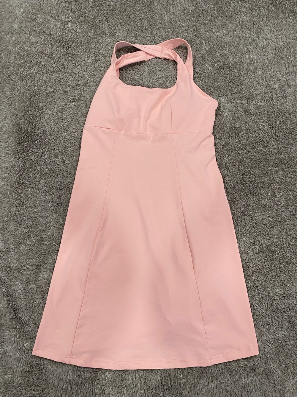 SHEIN Pink Mini Halter Cross-Back Dress